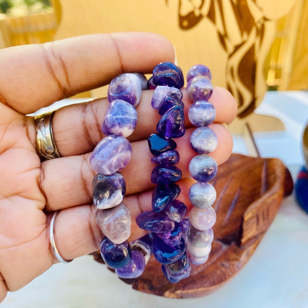 Purple Chevron Dream Amethyst Bracelet Stack 3pcs